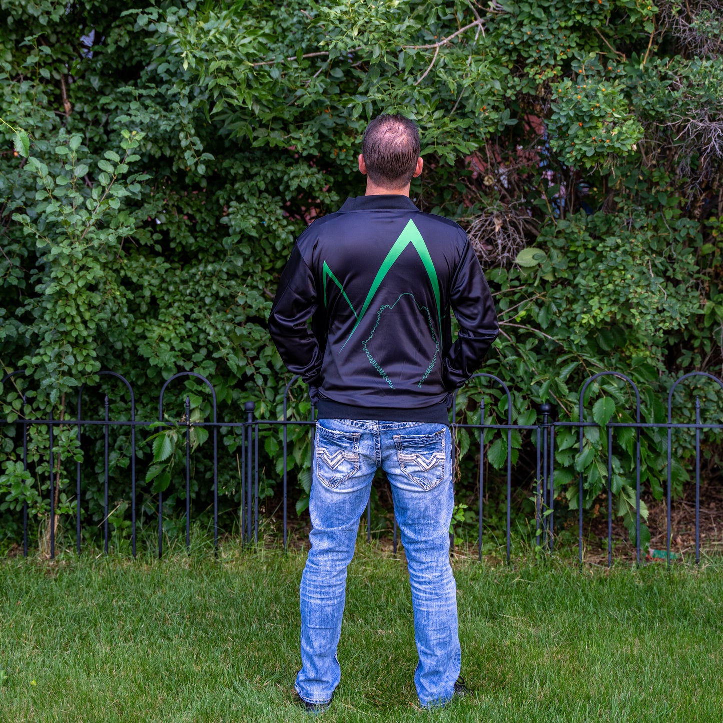 Altitude Exotics All-Over Logo Print Lightweight Bomber Jacket