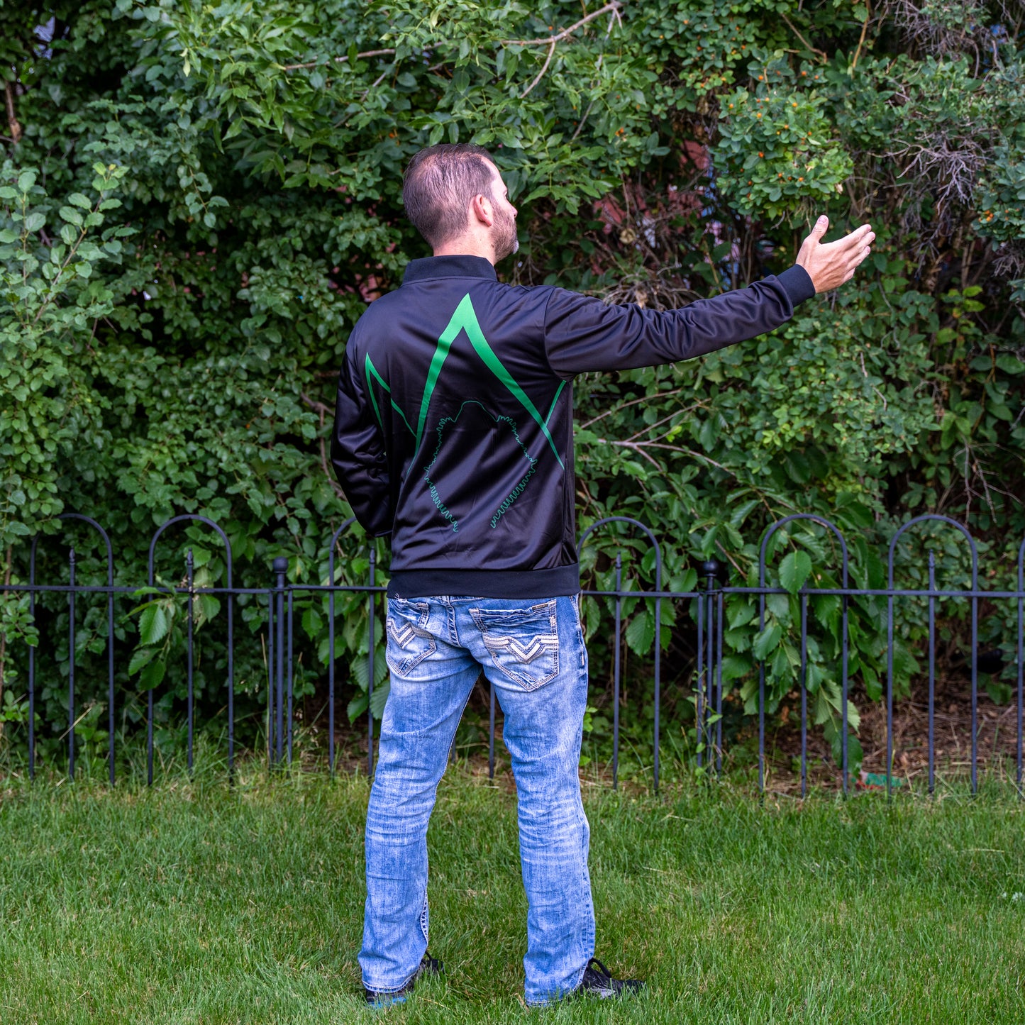 Altitude Exotics All-Over Logo Print Lightweight Bomber Jacket