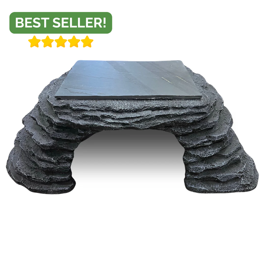 Zen Cave with 9"x7" Slate Stone – Ultimate Basking and Hiding Spot for Reptiles